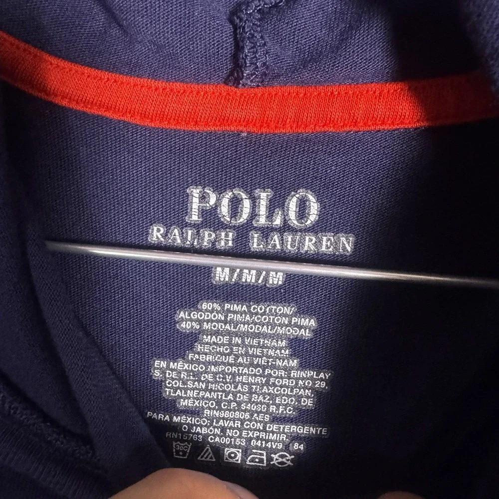 Polo Ralph Lauren Hoodie Mens M Blue Pullover Jersey Soft Pima Modal Pony